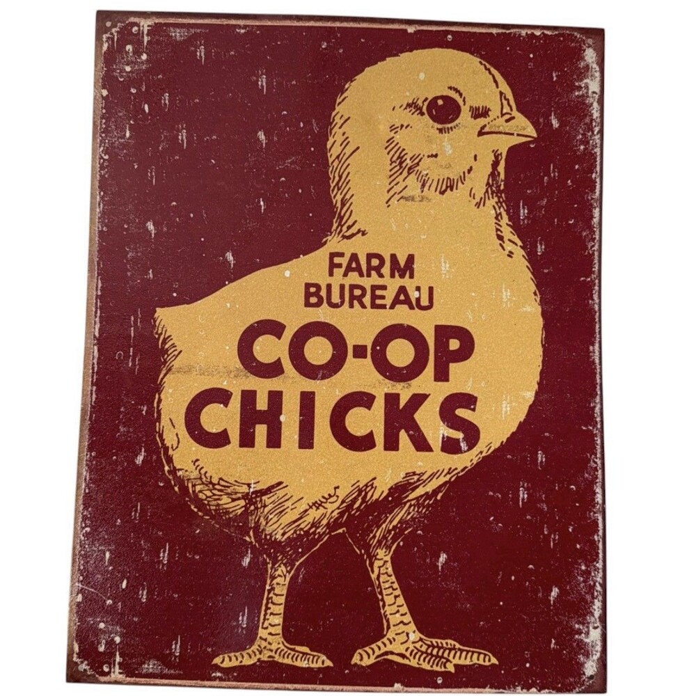 Farm Bureau Co-op Chick Metal Sign Rustic 16x12 Farmhouse Decor